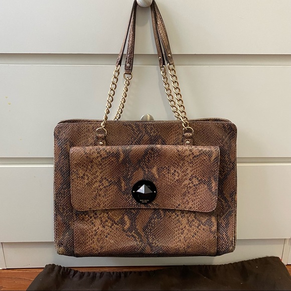 Authentic Kate Spade designer faux snake skin shoulder bag purse - Picture 1 of 11